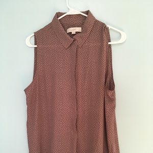 Loft collar sleeveless blouse mauve sz L